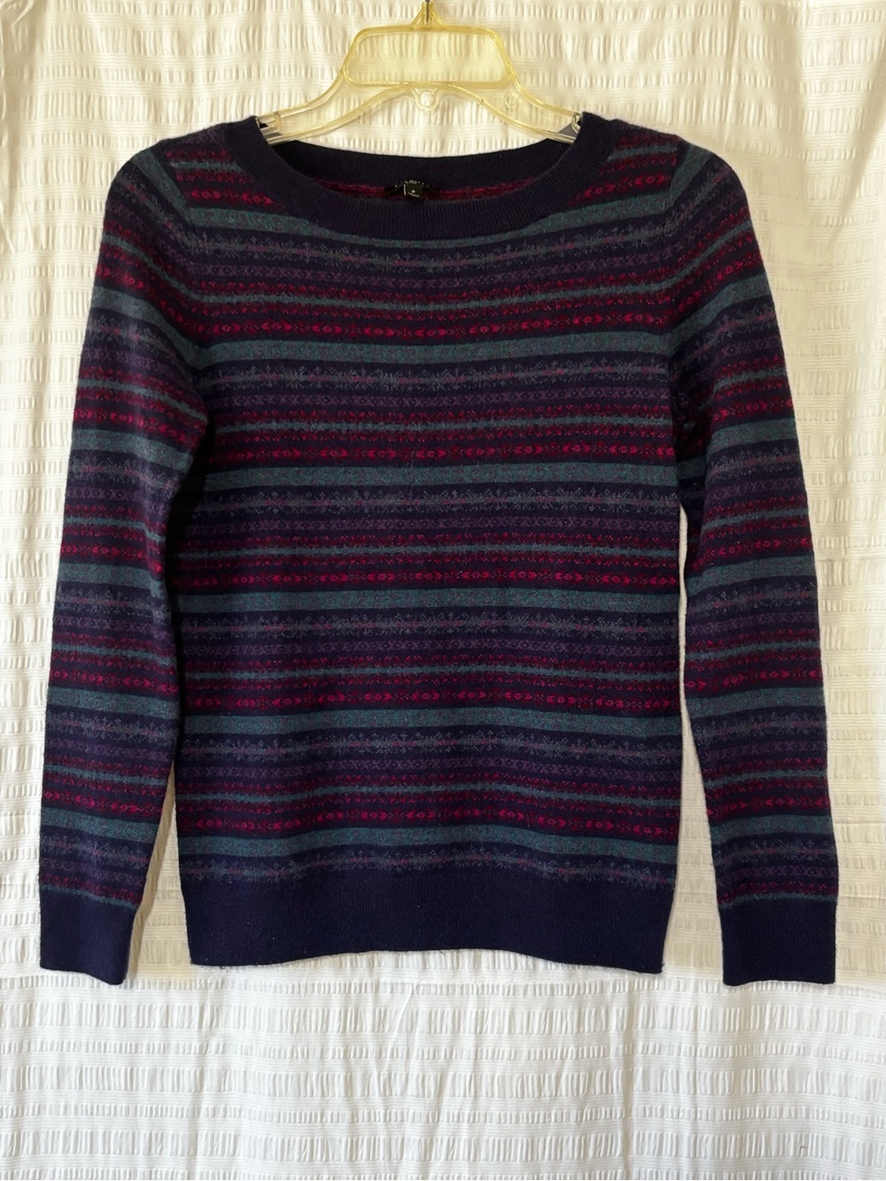 Talbots Stripe Fair Isle Lambswool Sweater Size Petite Small